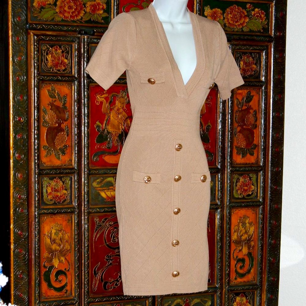 NEW* Jainmy Martinez Beige Sweater Pencil Dress